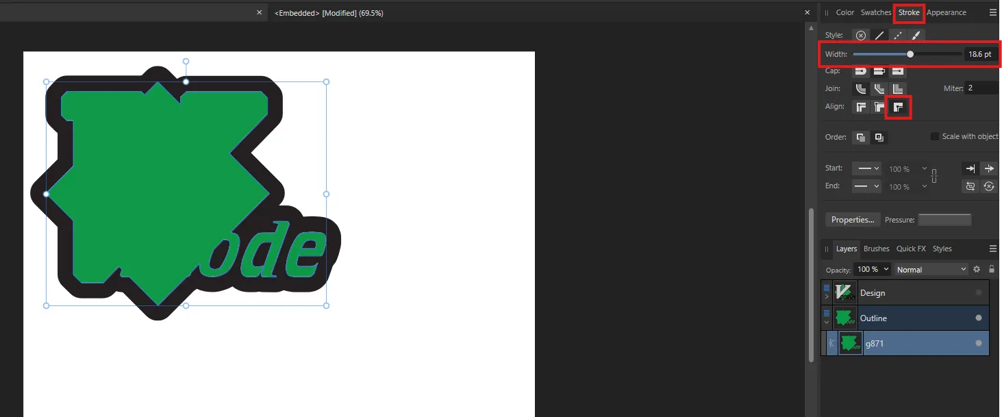 Create outline stroke around design
