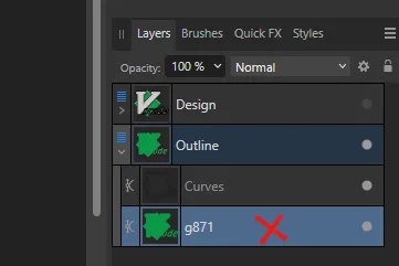 Delete intermediary shape from layers