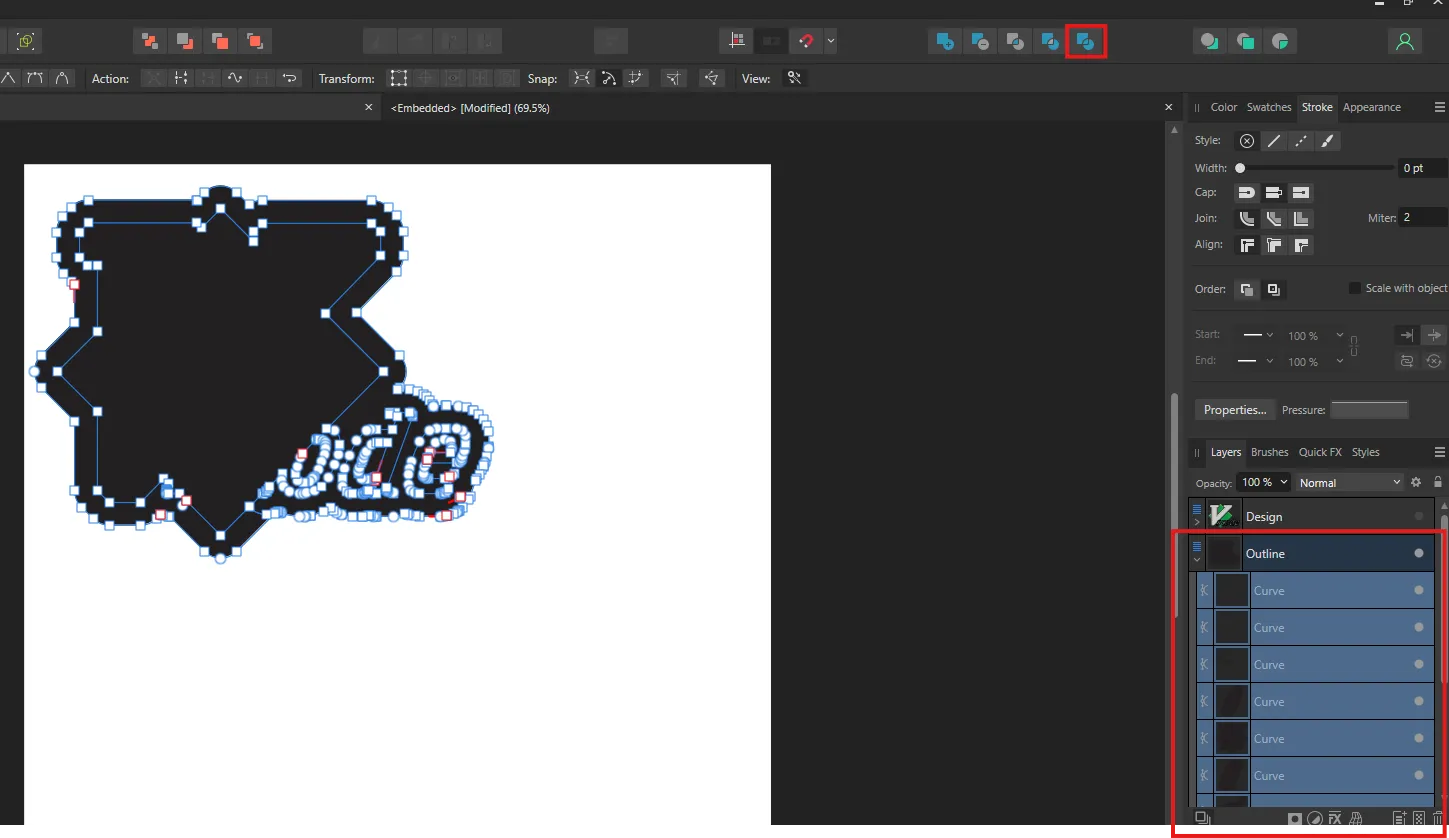 Dividing the outline shape