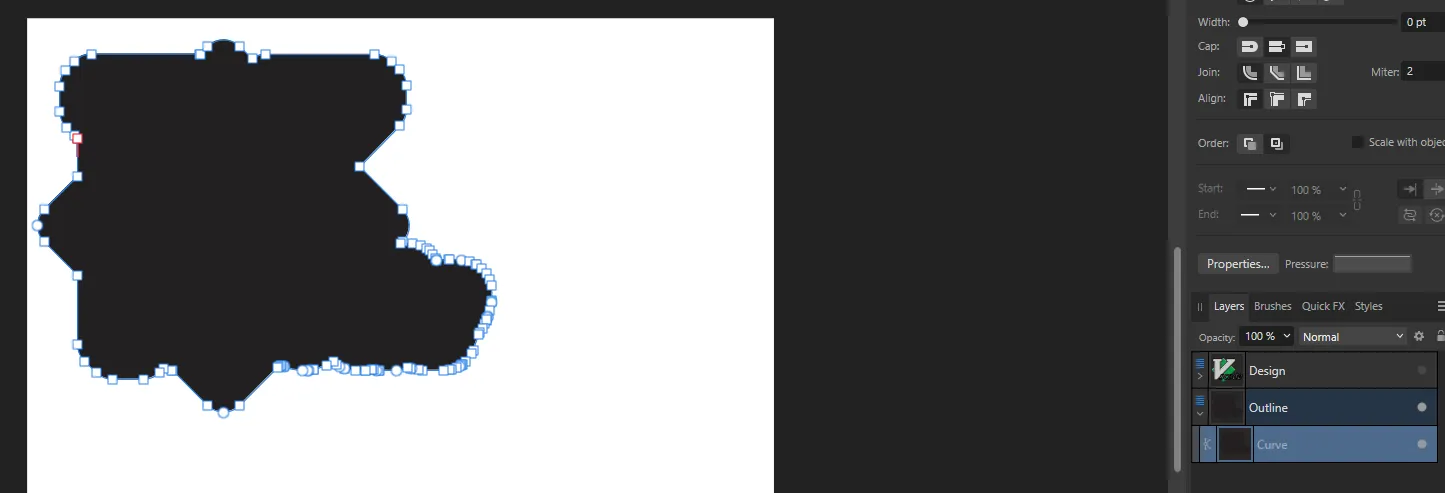 Deleting internal shapes inside outline shape