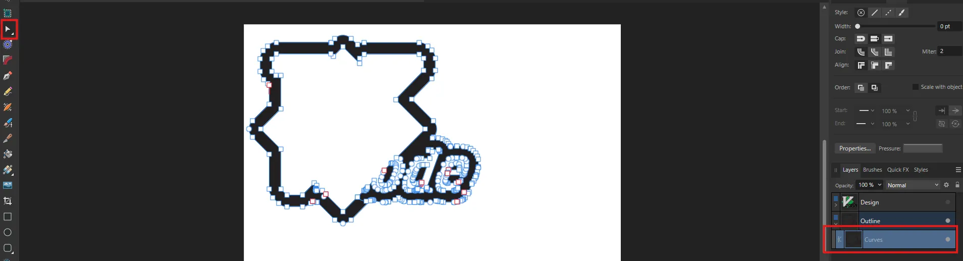 Node view of outline shape