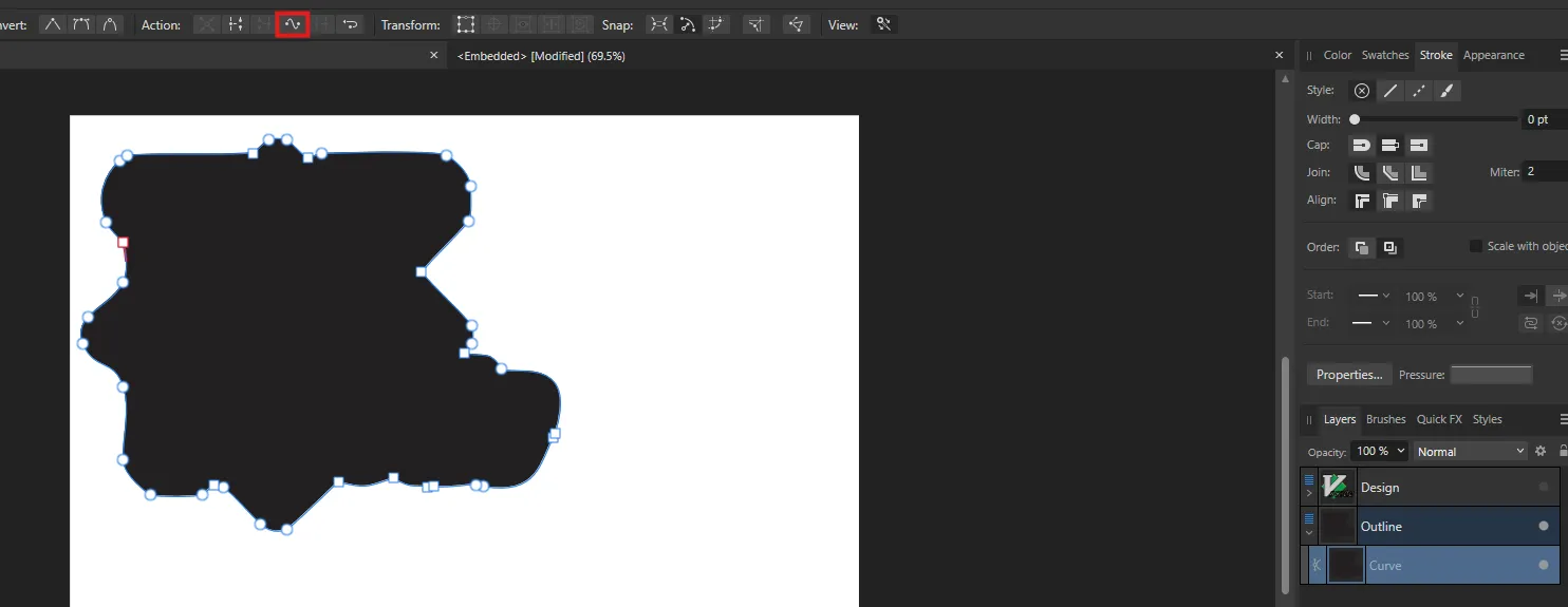Smoothing the outline curve