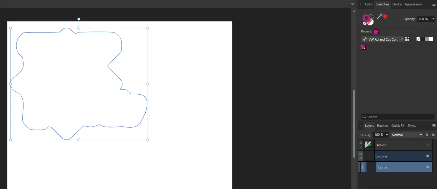 Colors assigned to outline curve