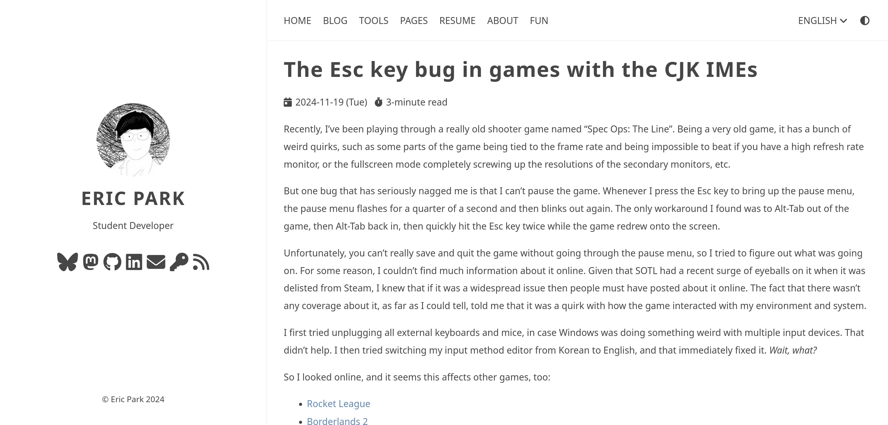 Blog post example before (light mode)