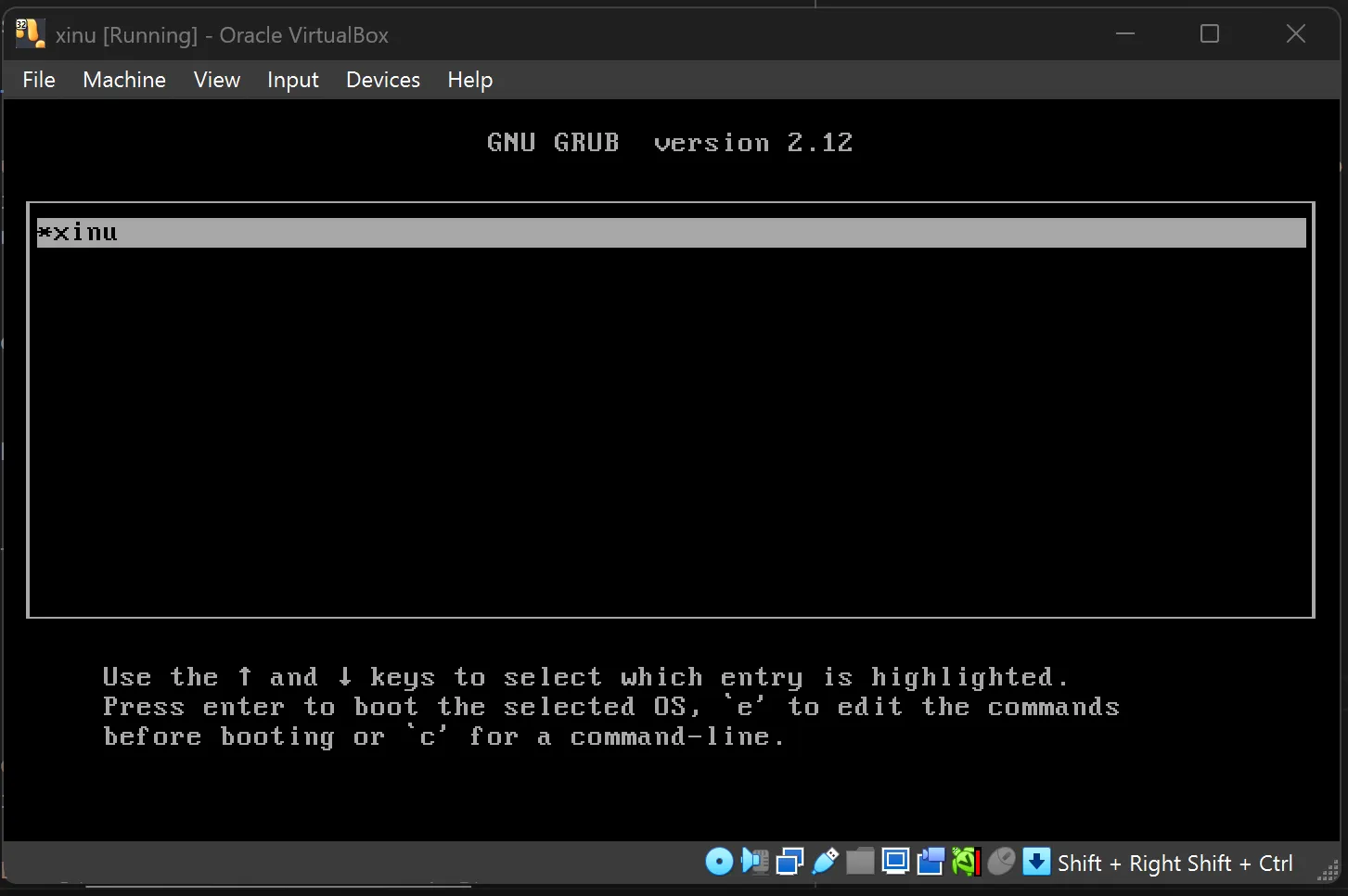 grub bootloader inside VirtualBox